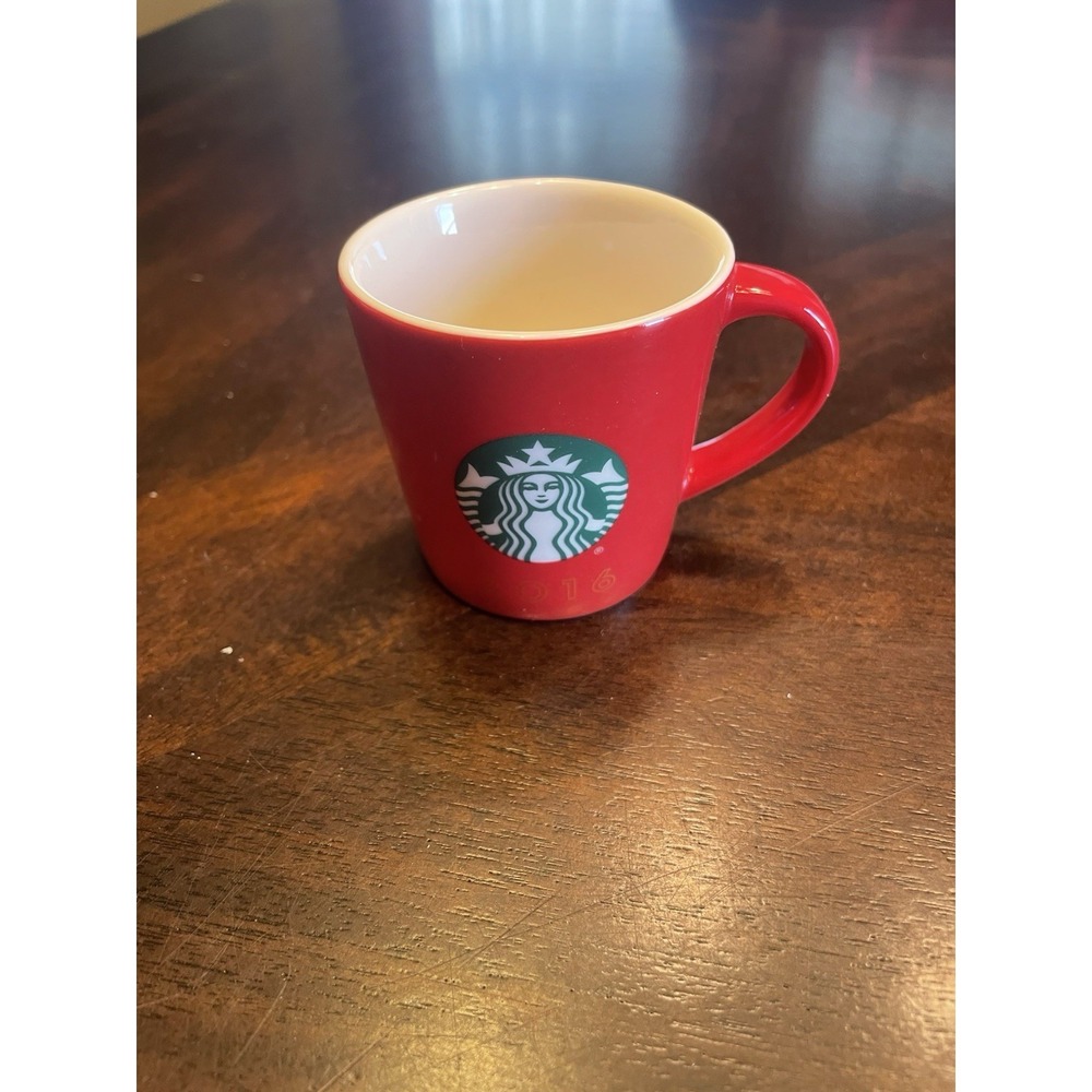 Starbucks Demitasse 3oz Coffee Cup 2016 Christmas Red Mermaid Logo Espresso